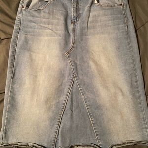 light wash blue jean/ jeggings skirt